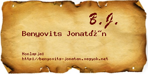 Benyovits Jonatán névjegykártya